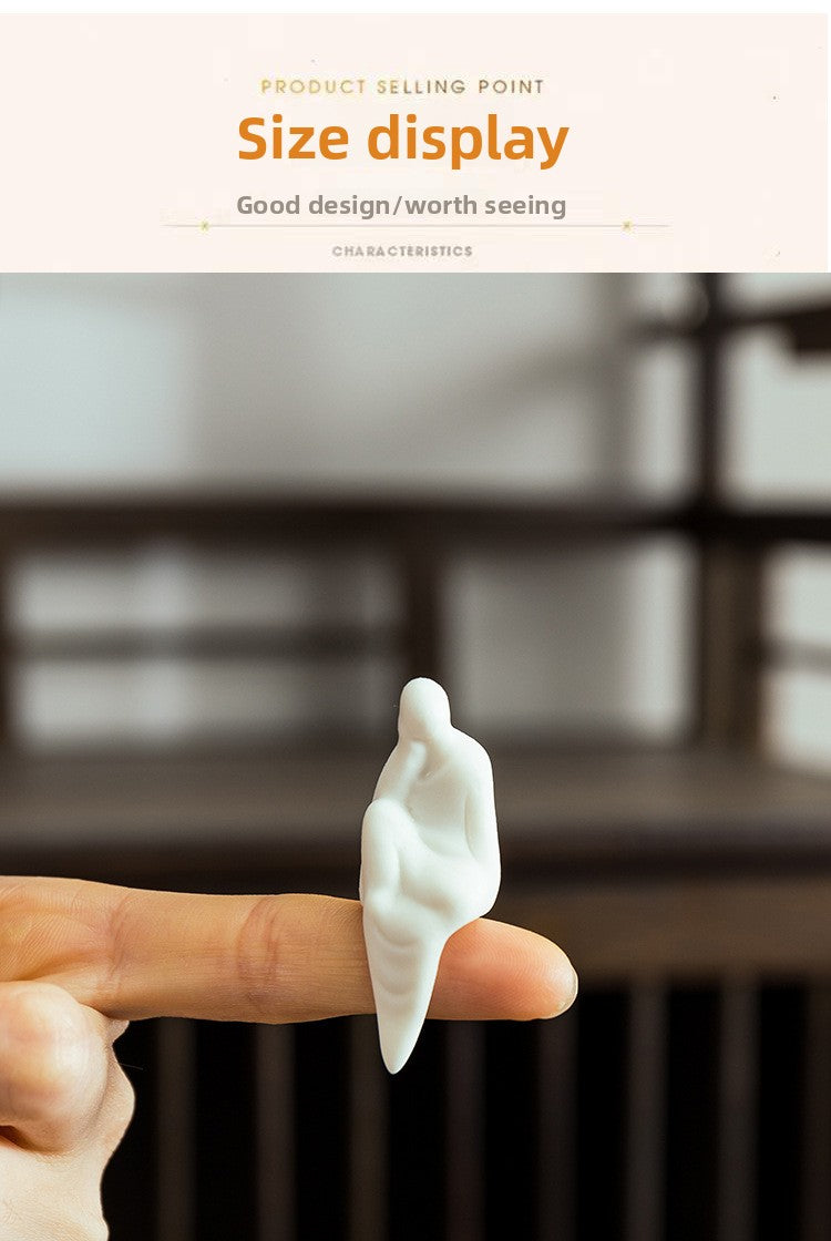 zensoullab Mini Ceramic Fingertip Small Buddha Zen White Porcelain Formless Buddha Little Monk Bonsai Fish Tank Micro Landscape Decoration Ornament