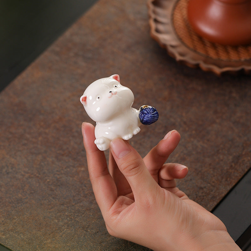 Zensoullab Creative Ceramic Kitty Incense Holder Decoration Mini Cute Small Animal Home Indoor Sandalwood Deep Incense Burner Incense Burner