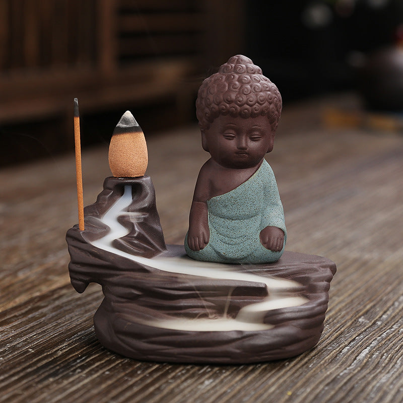 zensoullab Purple Clay Backflow Incense Burner Creative Ceramic Craft Gift Mountain Water Flow Small Tathagata Backflow Incense Burner Original