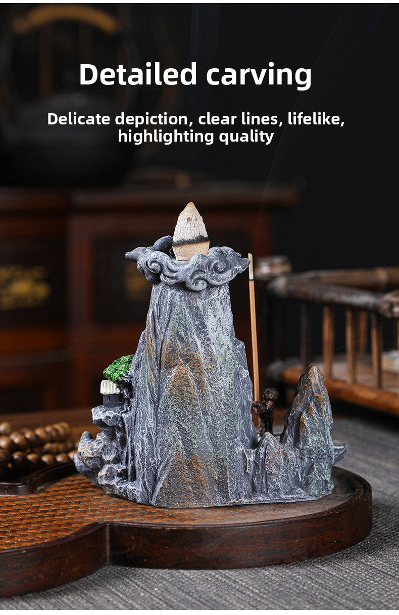 zensoullab Resin Backflow Incense Burner for Home Indoor Tower Incense Burner Sandalwood Burner Creative Personalized Aromatherapy Ornament Chinese Style