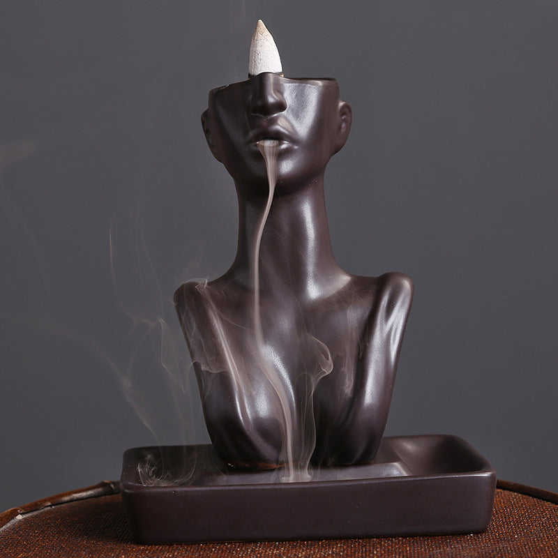 Ceramic European and American Beauty Statue Backflow Incense Burner Creative Beauty Sandalwood Incense Backflow Burner Home Decor