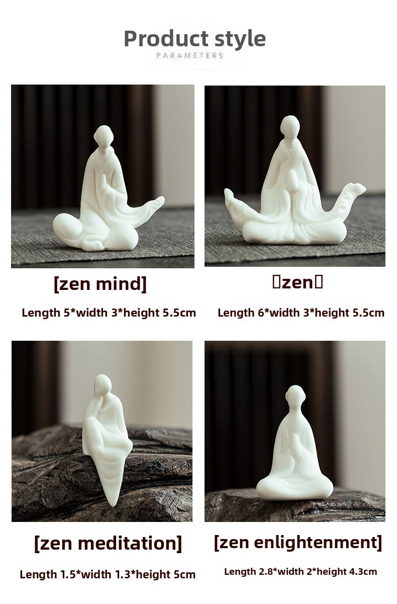 zensoullab Mini Ceramic Fingertip Small Buddha Zen White Porcelain Formless Buddha Little Monk Bonsai Fish Tank Micro Landscape Decoration Ornament