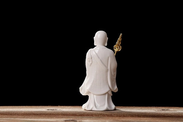 zensoullab Dehua White Porcelain Ksitigarbha Bodhisattva New Chinese Style Buddha Hall Entrance Ceramic Buddha Statue Craft Home Living Room Ornament