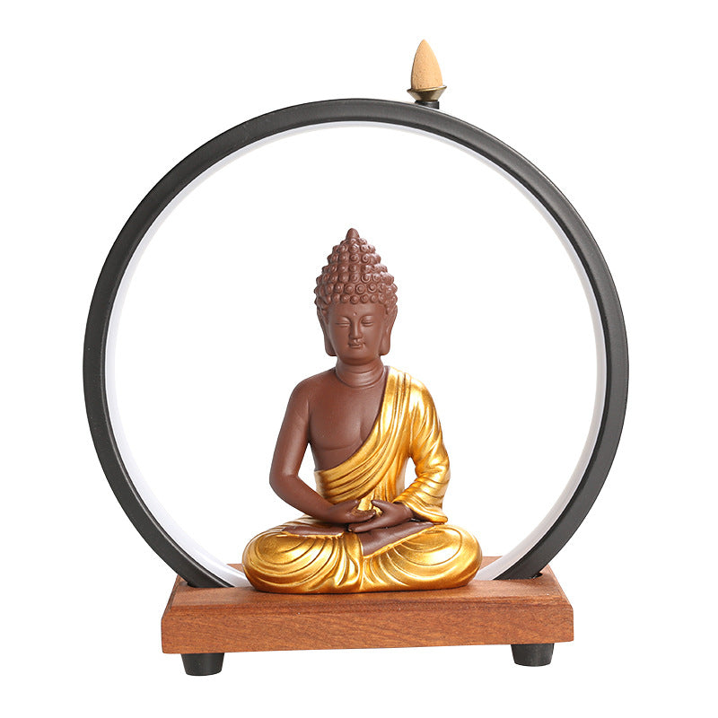zensoullab Backflow Incense Burner Indoor Incense Creative Zen Buddha Sandalwood Agarwood Tea Ceremony Entrance Living Room Ceramic Lamp Ring Ornament