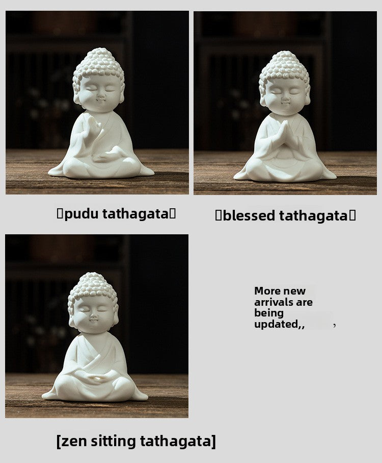 zensoullab Creative Ceramic Buddha Statue New Chinese Style Living Room TV Cabinet Entrance Hall Buddha Shrine Desktop Zen Peace Car Ornament