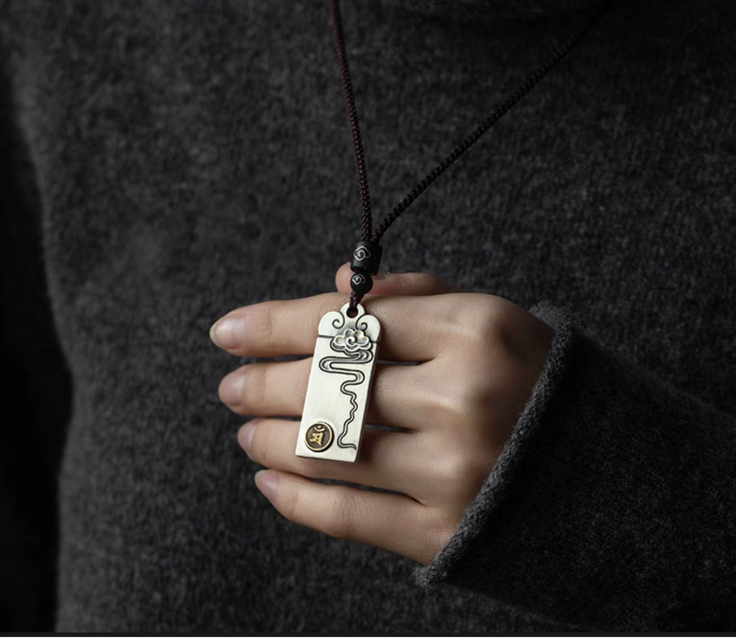 Zensoullab Thai Silver Solid Auspicious Cloud Zodiac Life Statue Pendant Men's Necklace Girls Valentine's Day Gift for Girlfriend