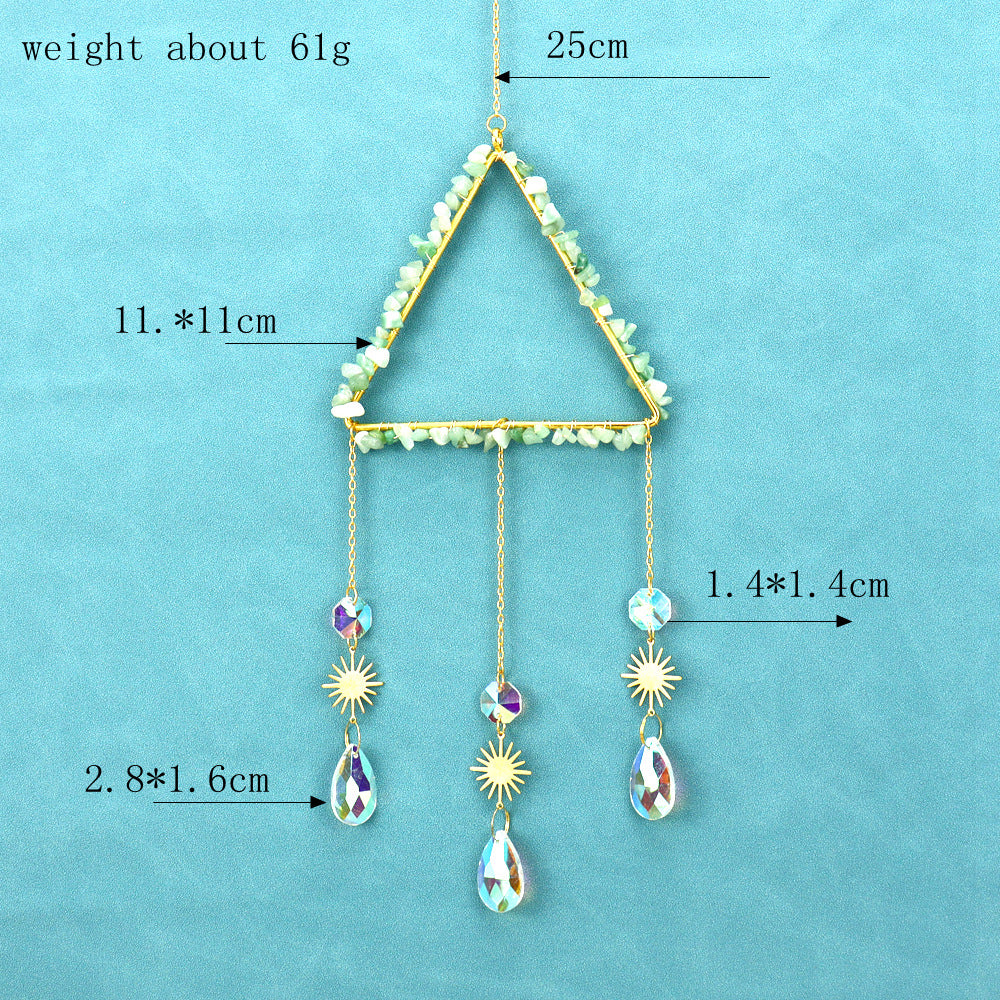 zensoullab Natural Raw Crystal Wind Chime Sun Catcher Triangle Hanging Holiday Home Decoration