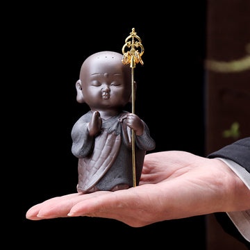 zensoullab Zen Purple Clay Little Monk Tea Pet Tea Play Ceramic Little Sha Mi Kung Fu Tea Set Accessories Home Handmade Ornament