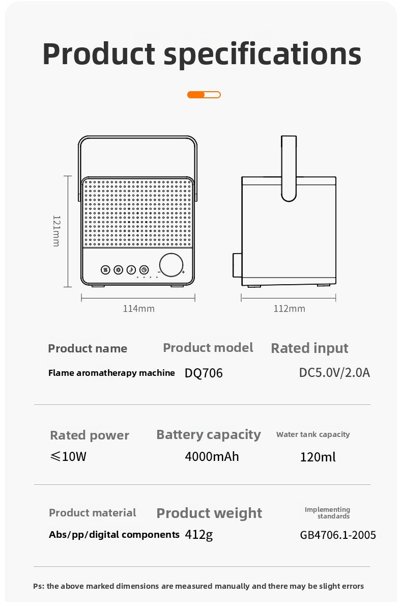 zensoullab Creative Simulated Flame Aromatherapy Machine Multifunctional Humidifier Home White Noise with Bluetooth Speaker Diffuser