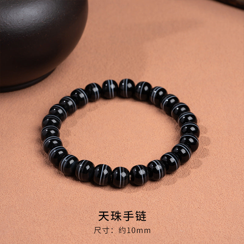 zensoullab Natural First-Line Pharmacist Dzi Bead Agate Bracelet Fashion Versatile Unisex Couple Style Single Circle Bracelet In Stock