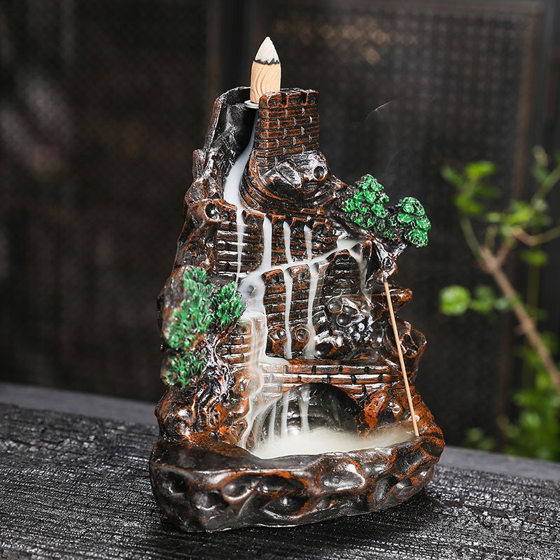 zensoullab Fake Mountain Water Flowing Wealth Ornament Home Desktop Resin Decoration Gift Housewarming Opening Living Room Wealth-Attracting Backflow Incense Burner