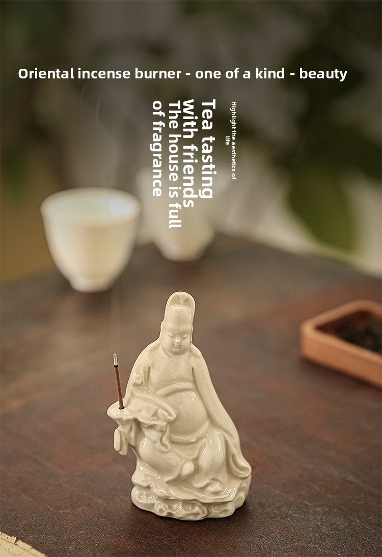 Zensoullab Creative New Chinese Ceramic Small Wenchang Incense Burner Decoration Home Indoor Decoration Sandalwood Incense Incense Ceremony Incense Holder
