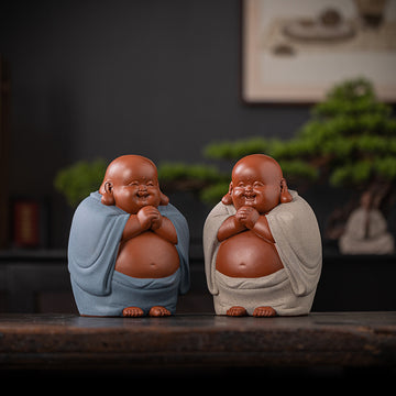 zensoullab Buddha Bodhisattva Big Belly Laughing Buddha Wealth-Attracting Ceramic Zisha Ornament Office Decoration Housewarming Gift