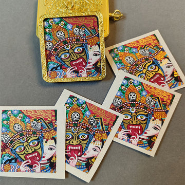 zensoullab Nepal Hand-painted Female God of Wealth Zaki Ram Past and Present Life Thangka Tibetan God of Wealth Small Thangka Gawu Box Pendant