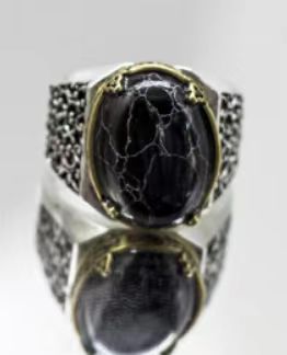 zensoullab Turkish B Handmade Vintage Exquisite Cabochon Brown Open Natural Tiger Eye Stone Carved Ring