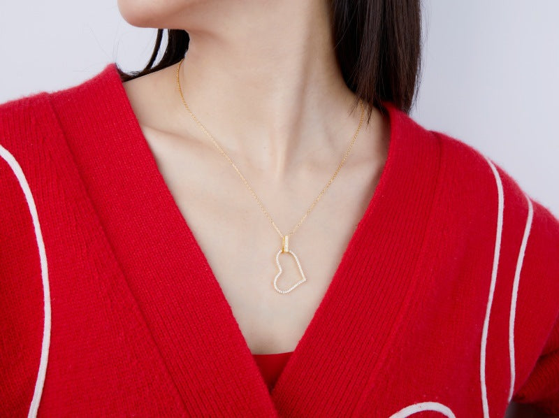 zensoullab Heart-shaped Love Inlaid Zircon High-end S925 Sterling Silver Necklace Niche Versatile Elegant Pendant
