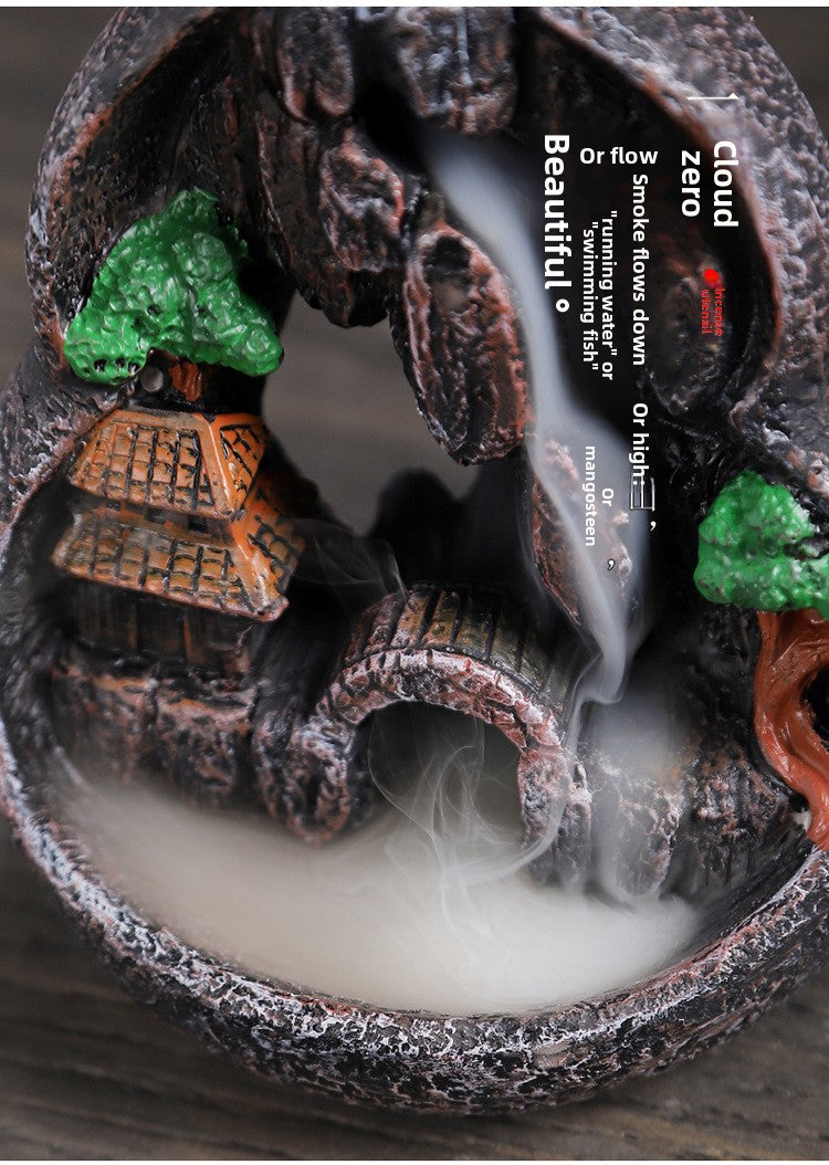 zensoullab Backflow Incense Burner Resin Home Indoor Tea Ceremony Incense Retro Creative Backflow Ornament