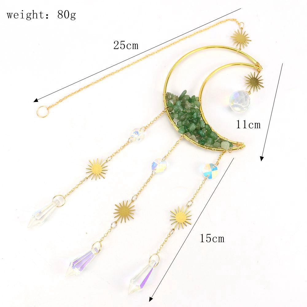 Zensoullab Natural Crystal Gravel Moon Hourglass Sunshine Catcher Sun Catcher Lighting Wind Chimes Decorative Pendant
