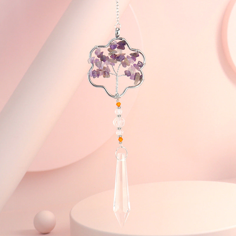 zensoullab Amethyst Gravel Tree of Life Crystal Pendant Hanging Decoration Indoor Curtain Decoration Pendant Accessories