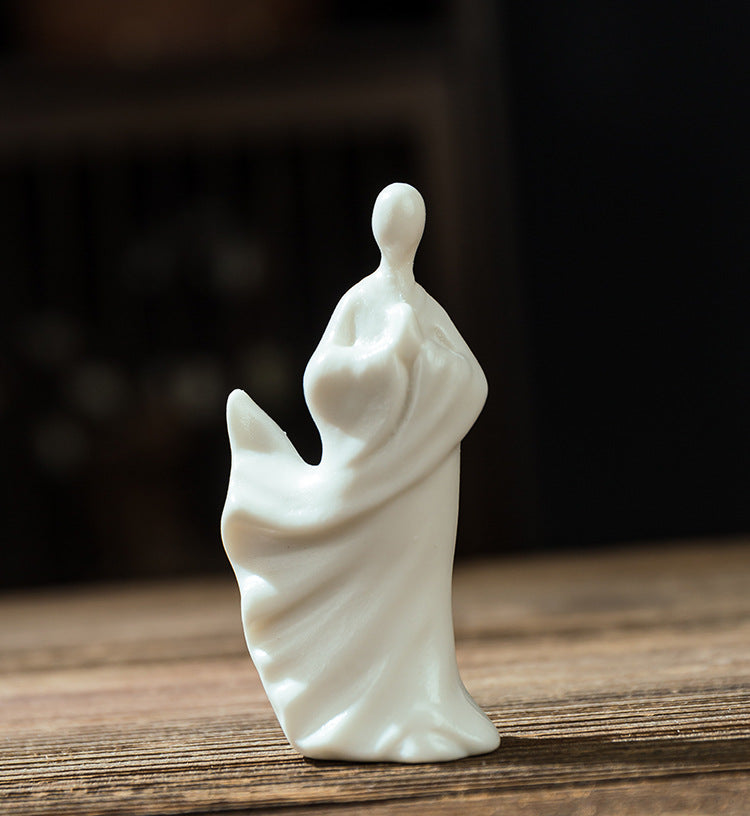 zensoullab Mini Fingertip Monk Ceramic Small Buddha Ornament White Porcelain Formless Buddha Micro Landscape Fish Tank Decoration Desktop Decoration