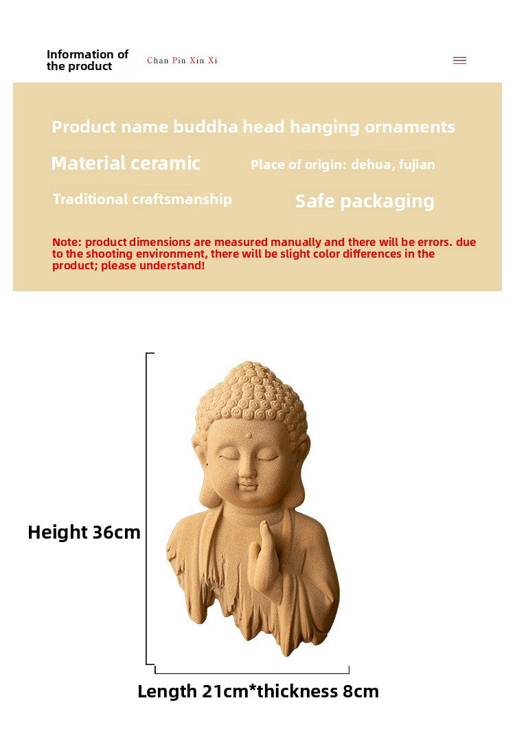 zensoullab Tea Pet Ornament Premium Hanging Decoration Rulai Tea Room Wall Hanging Living Room Office Tea Restaurant Personalized Craft Decoration
