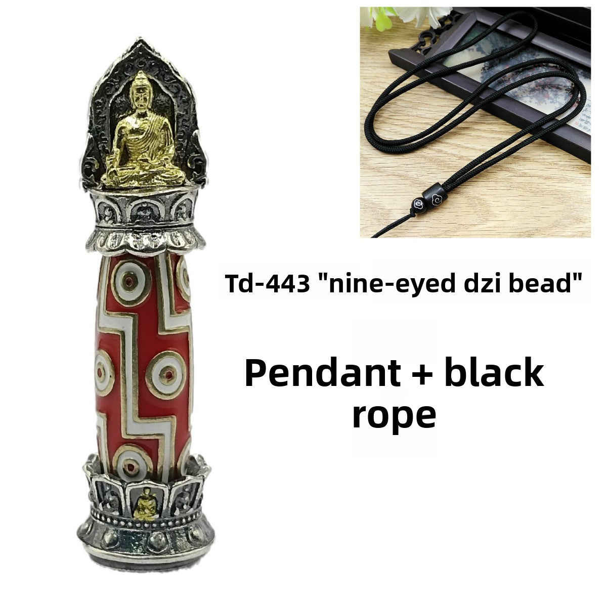 Zensoullab Retro Tibetan Dzi Bead Pendant Men's and Women's Same Ethnic Style Rotatable Personality Literary Style Necklace