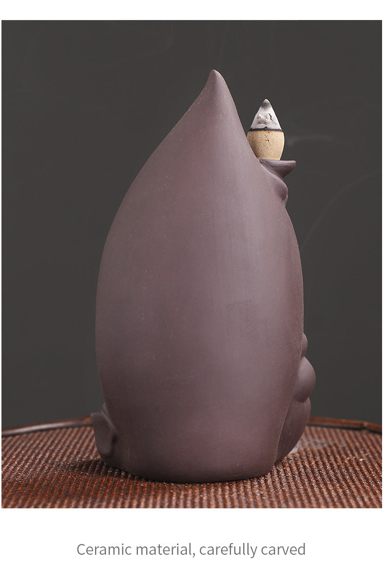 zensoullab Purple Clay Sandalwood Incense Burner Craft Ornament Original Xiangyun Little Monk Incense Holder Waterfall Backflow Incense Burner