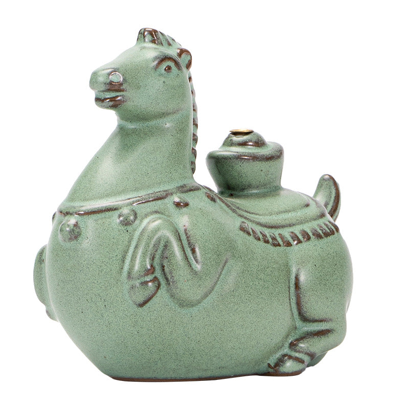 Zensoullab Tangma Celadon Line Incense Holder Ceramic Immediately Rich Creative Tea Table Decoration Vertical Incense Holder Gift Incense Holder Incense Ceremony