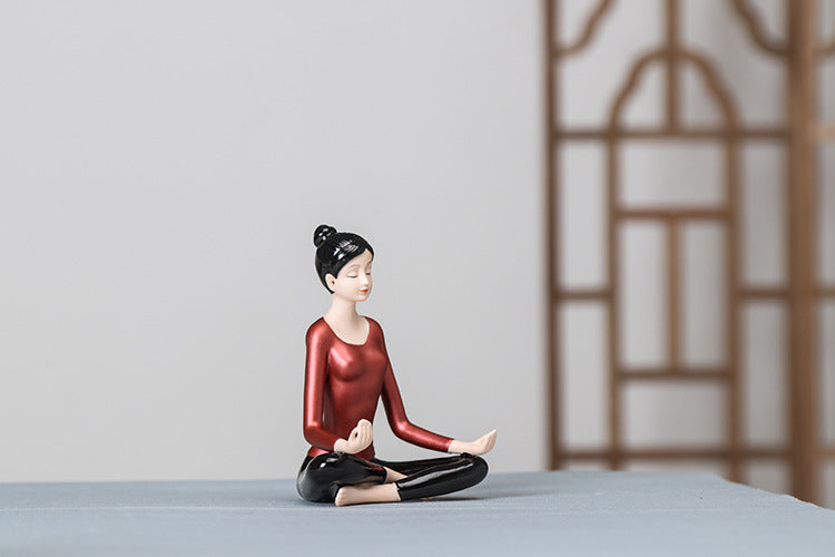 zensoullab Premium Ceramic Figure Yoga New Chinese Style Home Living Room Modern Ornament Lady Yoga Studio