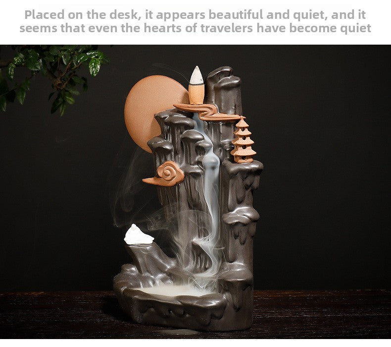 zensoullab New Teapot Smoke Backflow Incense Burner Large Ceramic Ornamental Incense Burner Home Decor Craft
