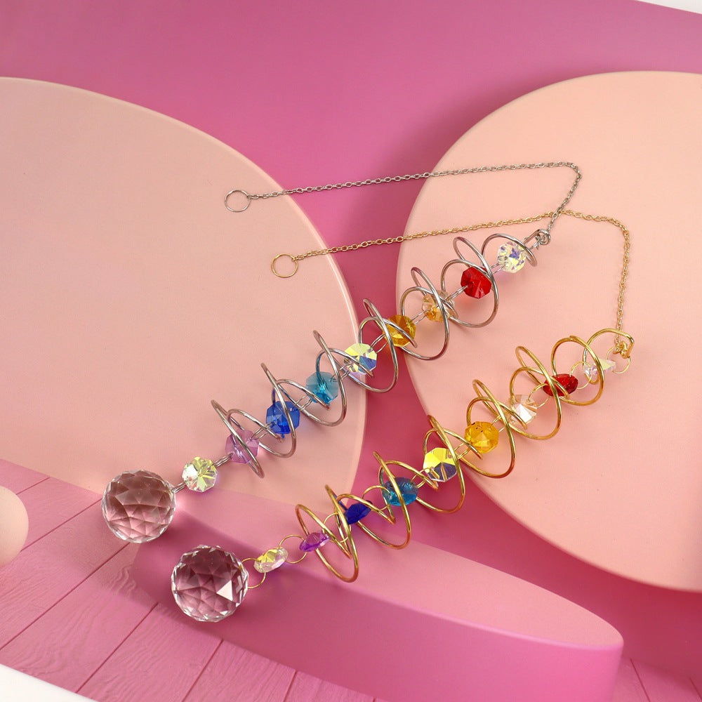 zensoullab Spiral Spinner Sun Catcher Crystal Wind Chime Rainbow Maker Rotating Hook Garden Decoration