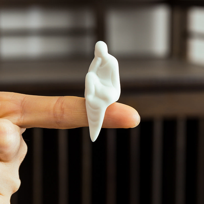 zensoullab Mini Ceramic Fingertip Small Buddha Zen White Porcelain Formless Buddha Little Monk Bonsai Fish Tank Micro Landscape Decoration Ornament