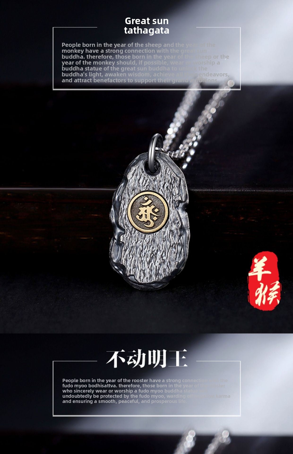 zensoullab Zodiac Buddha Eight Guardian Deities Pendant for Men and Women Twelve Zodiac Signs National Trend Ethnic Style Retro Imitation Thai Silver Vintage Necklace
