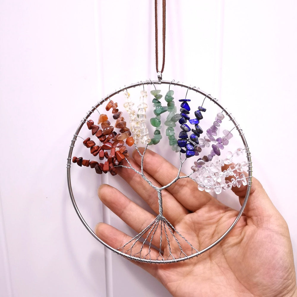 zensoullab Gravel Tree of Life Dream Catcher Hanging Ornament Agate Pendant
