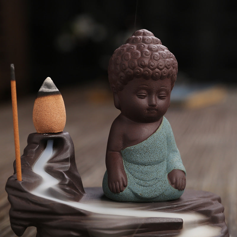 zensoullab Purple Clay Backflow Incense Burner Creative Ceramic Craft Gift Mountain Water Flow Small Tathagata Backflow Incense Burner Original