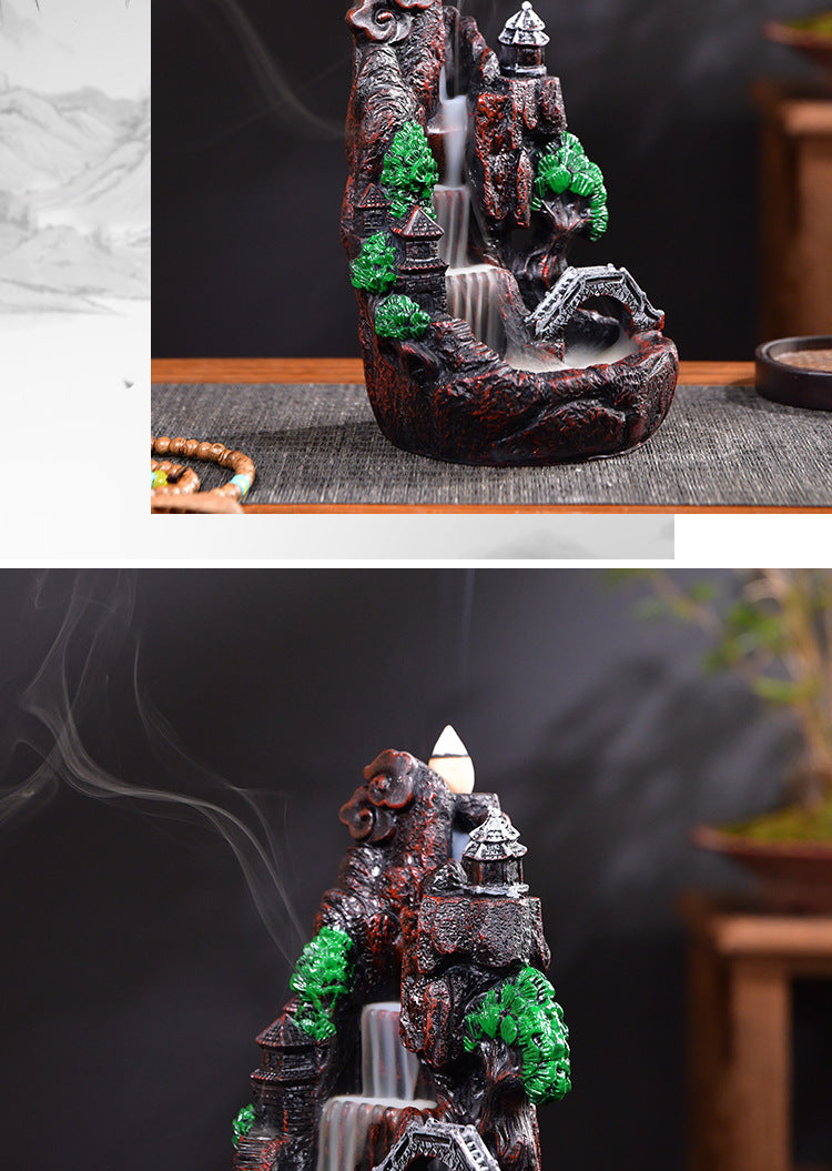 zensoullab Backflow Incense Sandalwood Indoor Aromatherapy Burner Home Living Room Resin Mountain Water Creative Small Ornament Incense Burner