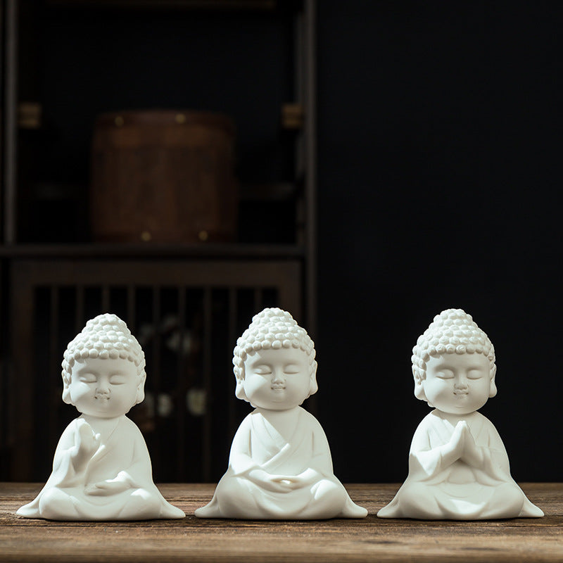 zensoullab Creative Ceramic Buddha Statue New Chinese Style Living Room TV Cabinet Entrance Hall Buddha Shrine Desktop Zen Peace Car Ornament