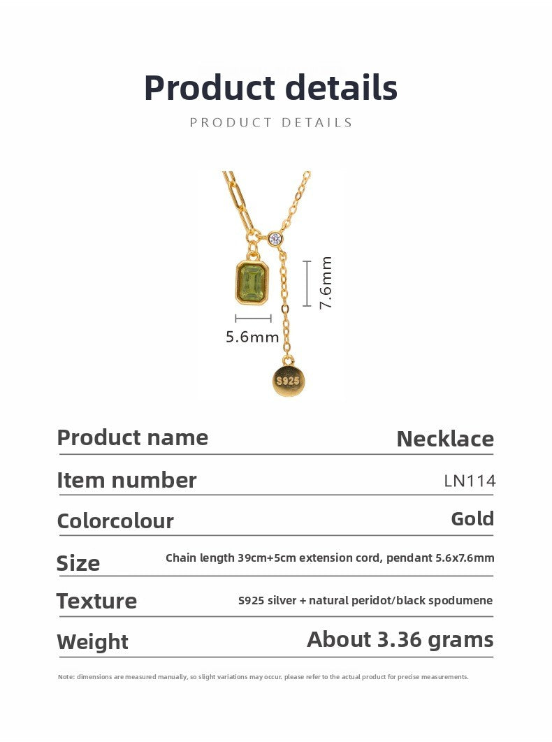 zensoullab Colorful Gemstone Series Spliced Necklace for Women Natural Black Spinel Jewelry Light Luxury Collarbone Chain Accessories S925 Inlaid