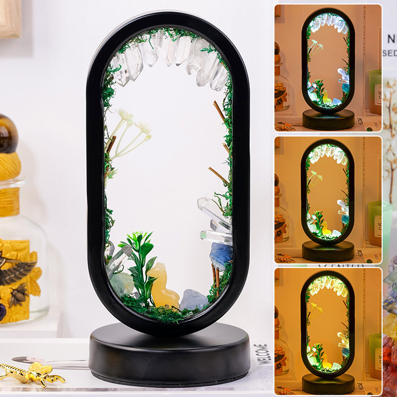 zensoullab Natural Crystal Raw Stone Oval Forest Mushroom Lamp Home Decoration Atmosphere Night Light Bedside Lamp Ornament