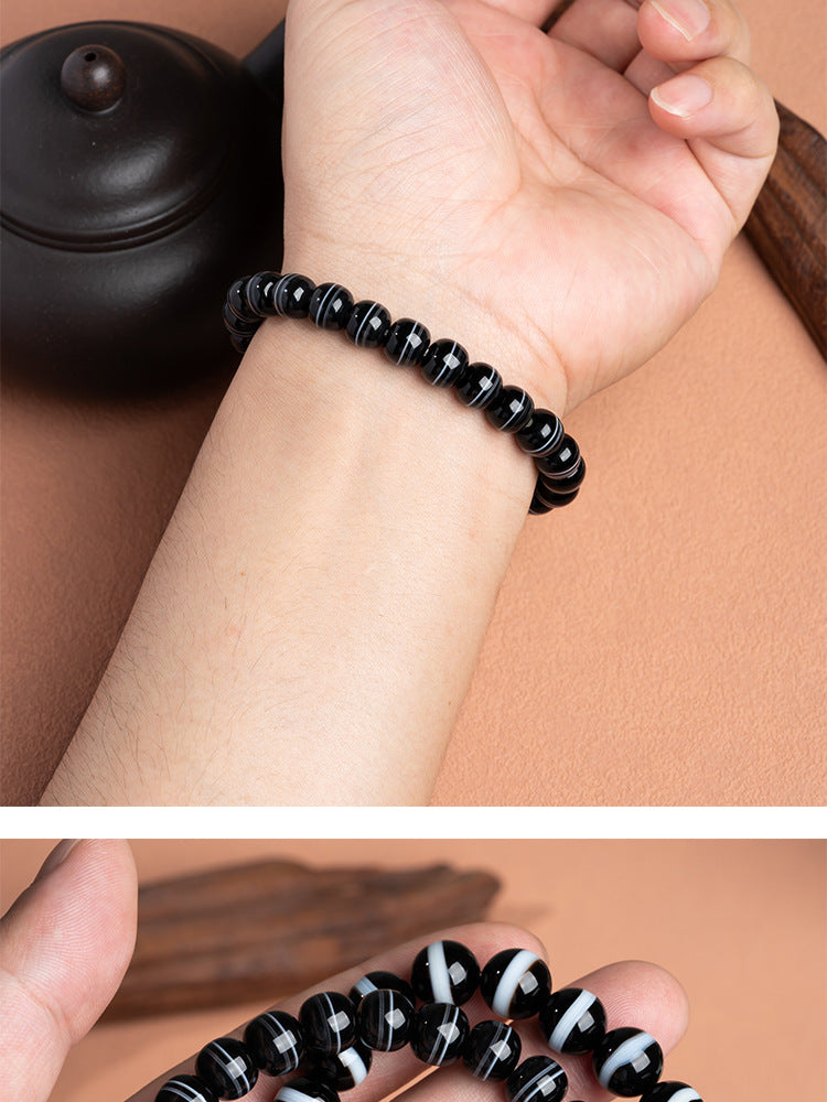 zensoullab Natural First-Line Pharmacist Dzi Bead Agate Bracelet Fashion Versatile Unisex Couple Style Single Circle Bracelet In Stock
