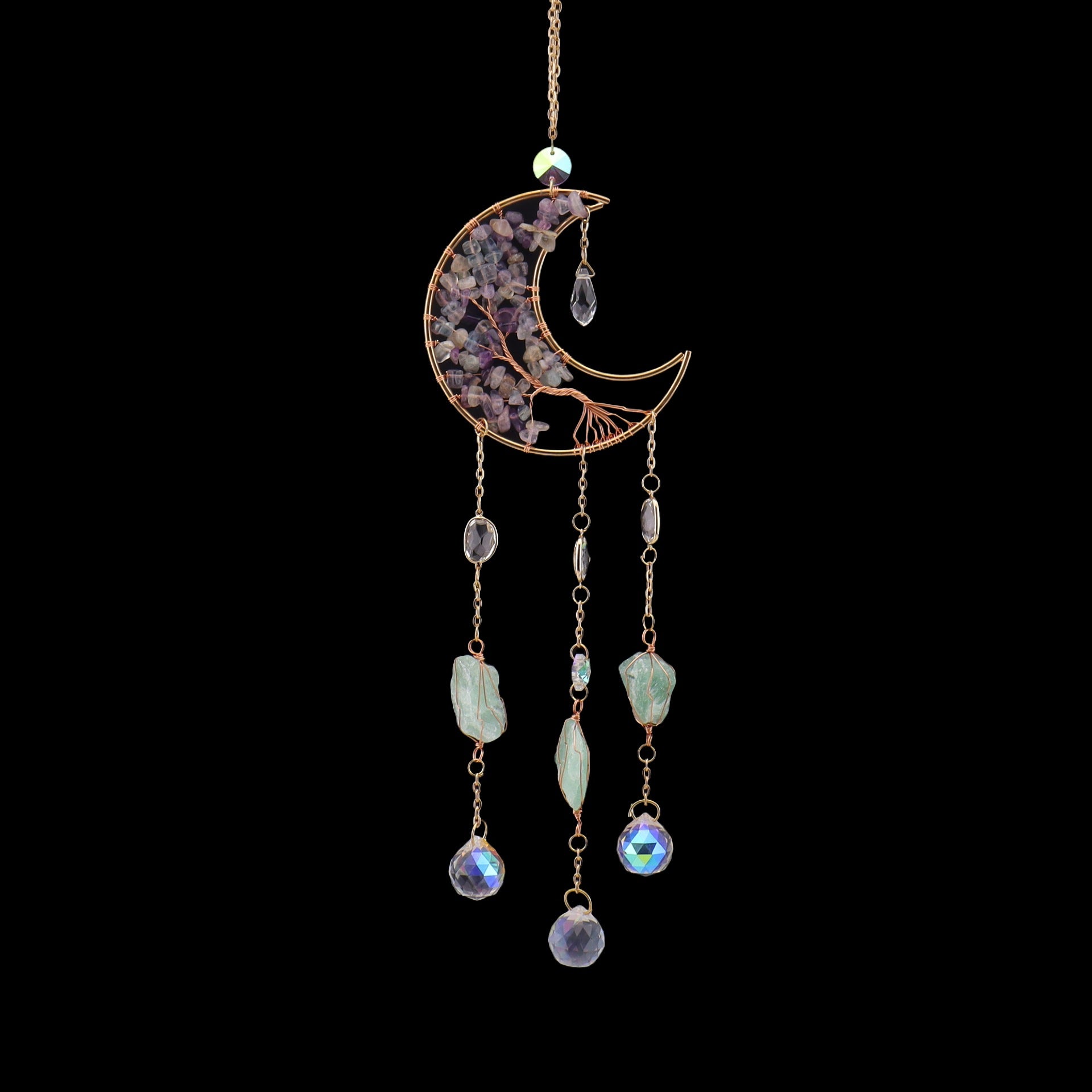 zensoullab Home Decor Pendant Inspiration Design Natural Crystal Tree of Life Sun Catcher Crystal Wind Chime