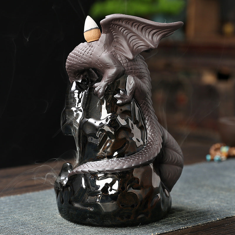 zensoullab Original Ceramic Tower Incense Agarwood Backflow Incense Burner Creative European Style Pterosaur Backflow Incense Burner Home Decor