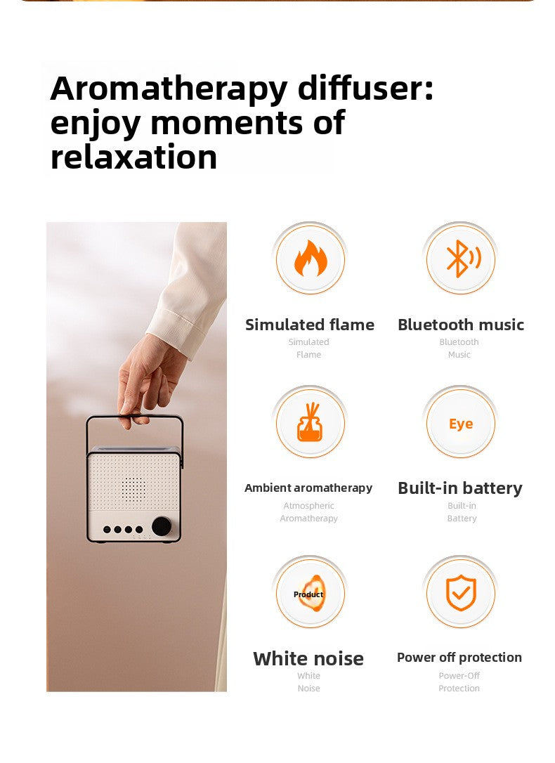 zensoullab Creative Simulated Flame Aromatherapy Machine Multifunctional Humidifier Home White Noise with Bluetooth Speaker Diffuser