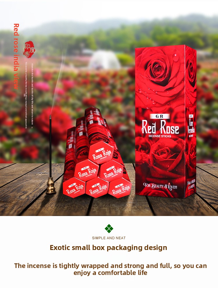 zensoullab Indian Incense Red Rose Large Box RedRose Original Imported Handmade Flower Aromatherapy Incense Stick 300