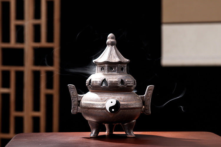 zensoullab Creative Ceramic Antique Incense Burner Tai Chi Bagua Tower Incense Burner Indoor Tea Ceremony Accessories Zen Home Decor