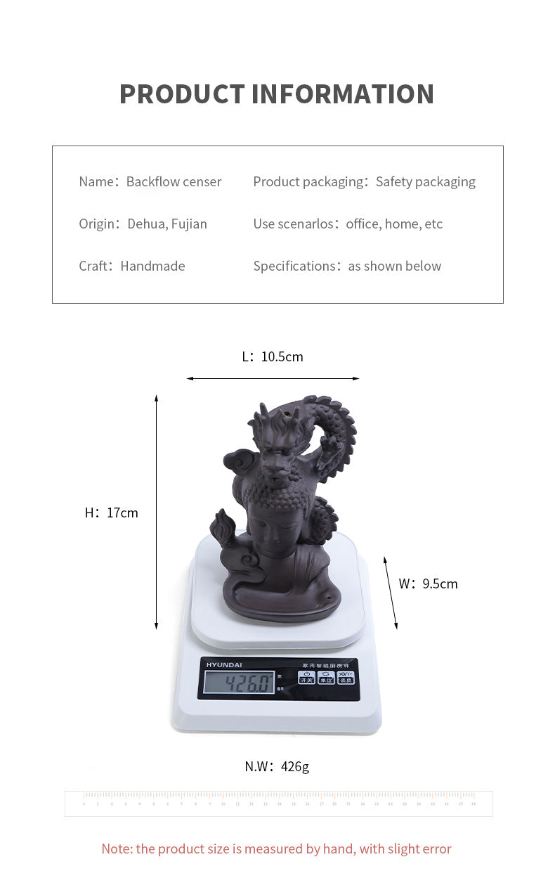 zensoullab Backflow Incense Burner Creative Ceramic Large Ornamental Decoration Indoor Tea Ceremony Antique Purple Clay Sandalwood Agarwood Incense Burner Incense Holder