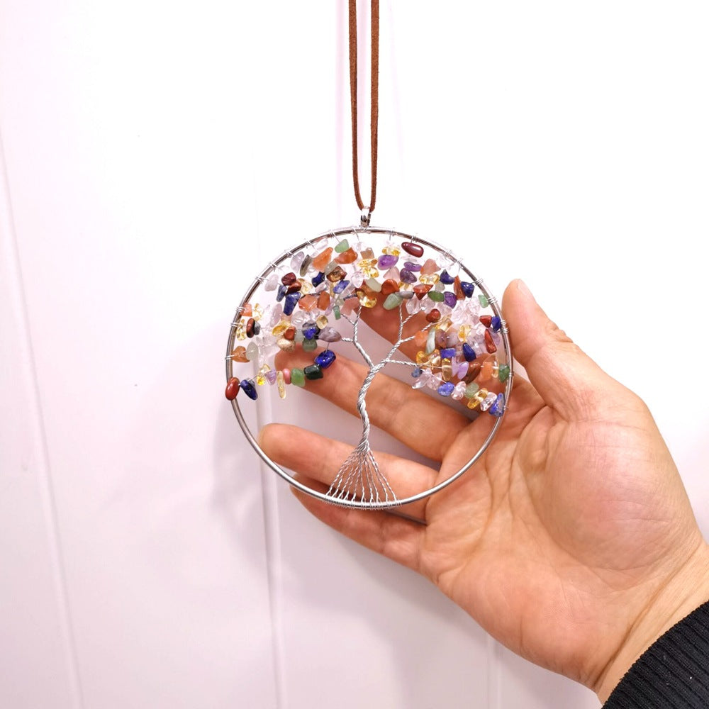 zensoullab Gravel Tree of Life Dream Catcher Hanging Ornament Agate Pendant