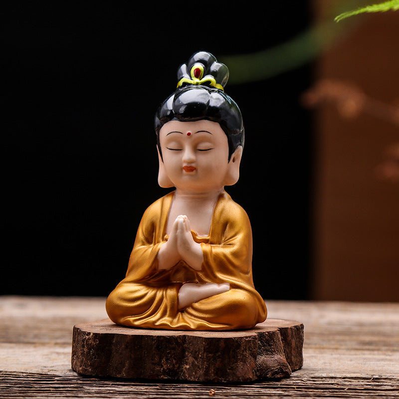 zensoullab Ceramic Buddha Statue Peace Buddha Chinese Style Entrance Shakyamuni Crafts Guanyin Ornament Lying Buddha Car Accessories