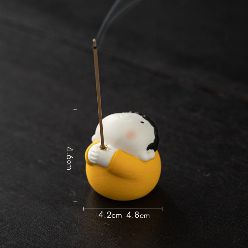 zensoullab Ceramic Cute Little Tathagata Incense Burner for Home Indoor Aromatherapy Small Ornament High-end Incense Holder Tea Table Incense Ceremony