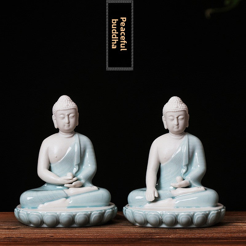 zensoullab Premium Dehua Ceramic Chinese Handmade Buddha Shakyamuni Amitabha Buddha Hall Home Entrance Decoration